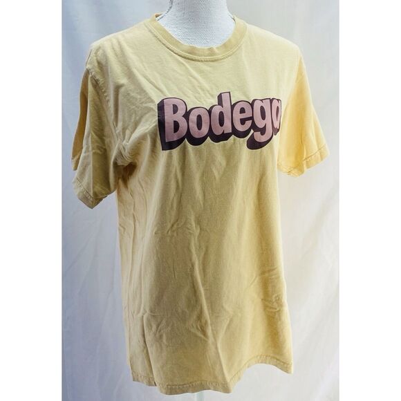 Bodega‎ Spellout Short Sleeve Shirt Yellow Mens Size Medium - Picture 5 of 8